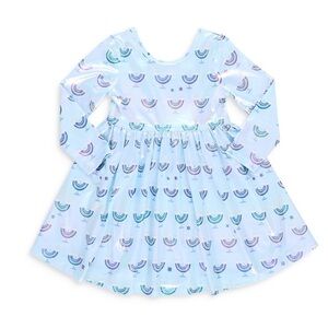 New - Pink Chicken Shiny Blue and Purple Dress with Menorah Design